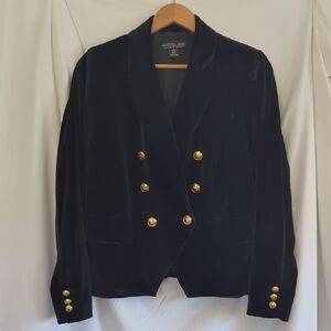 Rachel Zoe Black Velvet Double-Breasted Blazer with Gold Buttons
